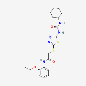molecular formula C19H25N5O3S2 B2495885 2-((5-(3-cyclohexylureido)-1,3,4-thiadiazol-2-yl)thio)-N-(2-ethoxyphenyl)acetamide CAS No. 898461-86-4