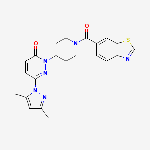 molecular formula C22H22N6O2S B2495892 2-[1-(1,3-Benzothiazole-6-carbonyl)piperidin-4-yl]-6-(3,5-dimethylpyrazol-1-yl)pyridazin-3-one CAS No. 2380034-37-5