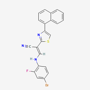 molecular formula C22H13BrFN3S B2495905 (E)-3-((4-bromo-2-fluorophenyl)amino)-2-(4-(naphthalen-1-yl)thiazol-2-yl)acrylonitrile CAS No. 477298-76-3