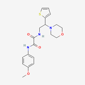 molecular formula C19H23N3O4S B2495910 N1-(4-甲氧基苯基)-N2-(2-吗啉-2-(噻吩-2-基)乙基)草酰胺 CAS No. 941976-10-9