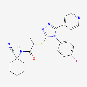 molecular formula C23H23FN6OS B2495919 N-(1-cyanocyclohexyl)-2-{[4-(4-fluorophenyl)-5-(pyridin-4-yl)-4H-1,2,4-triazol-3-yl]sulfanyl}propanamide CAS No. 870763-34-1