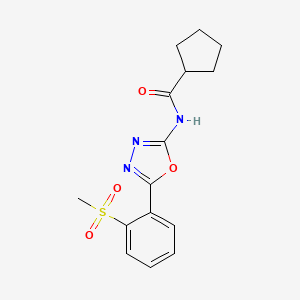 molecular formula C15H17N3O4S B2495924 N-(5-(2-(methylsulfonyl)phenyl)-1,3,4-oxadiazol-2-yl)cyclopentanecarboxamide CAS No. 1170466-83-7