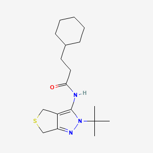 molecular formula C18H29N3OS B2495927 N-(2-tert-butyl-4,6-dihydrothieno[3,4-c]pyrazol-3-yl)-3-cyclohexylpropanamide CAS No. 450340-07-5