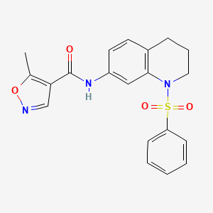 molecular formula C20H19N3O4S B2495936 5-甲基-N-(1-(苯基磺酰)-1,2,3,4-四氢喹啉-7-基)异噁唑-4-甲酰胺 CAS No. 1428378-58-8