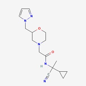 molecular formula C16H23N5O2 B2495960 N-(1-cyano-1-cyclopropylethyl)-2-{2-[(1H-pyrazol-1-yl)methyl]morpholin-4-yl}acetamide CAS No. 1311987-60-6