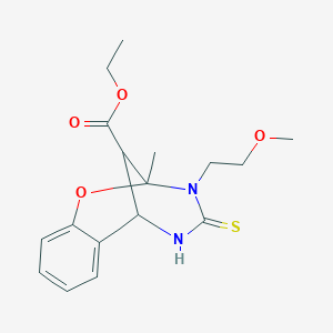 molecular formula C17H22N2O4S B2495968 ethyl 3-(2-methoxyethyl)-2-methyl-4-thioxo-3,4,5,6-tetrahydro-2H-2,6-methano-1,3,5-benzoxadiazocine-11-carboxylate CAS No. 1024439-63-1