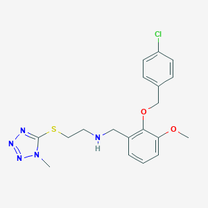 molecular formula C19H22ClN5O2S B249597 N-{2-[(4-chlorobenzyl)oxy]-3-methoxybenzyl}-2-[(1-methyl-1H-tetrazol-5-yl)sulfanyl]ethanamine 