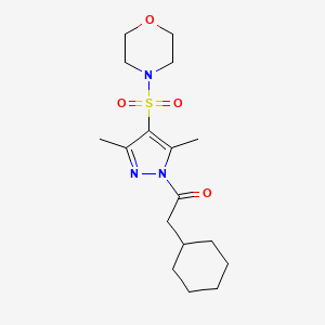 molecular formula C17H27N3O4S B2495990 4-{[1-(cyclohexylacetyl)-3,5-dimethyl-1H-pyrazol-4-yl]sulfonyl}morpholine CAS No. 1007023-79-1