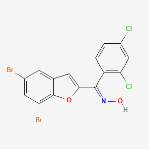 molecular formula C15H7Br2Cl2NO2 B2496002 (5,7-Dibromo-1-benzofuran-2-yl)(2,4-dichlorophenyl)methanone oxime CAS No. 477847-04-4