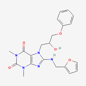 molecular formula C21H23N5O5 B2496006 8-((furan-2-ylmethyl)amino)-7-(2-hydroxy-3-phenoxypropyl)-1,3-dimethyl-1H-purine-2,6(3H,7H)-dione CAS No. 862483-74-7