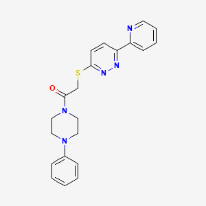 molecular formula C21H21N5OS B2496009 1-(4-Phenylpiperazin-1-yl)-2-(6-pyridin-2-ylpyridazin-3-yl)sulfanylethanone CAS No. 894001-03-7
