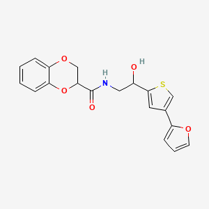 N-[2-[4-(Furan-2-yl)thiophen-2-yl]-2-hydroxyethyl]-2,3-dihydro-1,4-benzodioxine-3-carboxamide