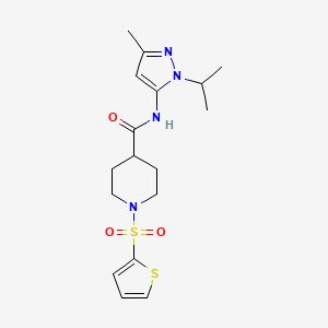 molecular formula C17H24N4O3S2 B2496036 N-(1-isopropyl-3-methyl-1H-pyrazol-5-yl)-1-(thiophen-2-ylsulfonyl)piperidine-4-carboxamide CAS No. 1171667-30-3