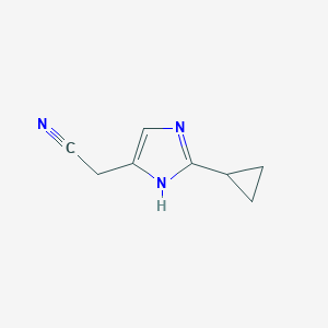 molecular formula C8H9N3 B2496039 2-(2-Cyclopropyl-1H-imidazol-5-yl)acetonitrile CAS No. 1498677-36-3