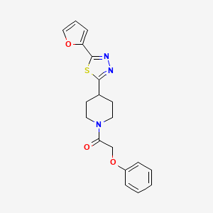 molecular formula C19H19N3O3S B2496044 1-(4-(5-(Furan-2-yl)-1,3,4-thiadiazol-2-yl)piperidin-1-yl)-2-phenoxyethanone CAS No. 1105208-20-5