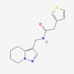 molecular formula C14H17N3OS B2496047 N-((4,5,6,7-tetrahydropyrazolo[1,5-a]pyridin-3-yl)methyl)-2-(thiophen-3-yl)acetamide CAS No. 2034337-47-6