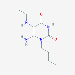 molecular formula C10H18N4O2 B2496053 6-Amino-1-butyl-5-(ethylamino)-1,2,3,4-tetrahydropyrimidine-2,4-dione CAS No. 730949-81-2
