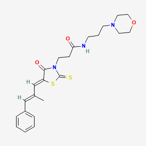 molecular formula C23H29N3O3S2 B2496057 3-((Z)-5-((E)-2-methyl-3-phenylallylidene)-4-oxo-2-thioxothiazolidin-3-yl)-N-(3-morpholinopropyl)propanamide CAS No. 307546-21-0