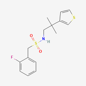 molecular formula C15H18FNO2S2 B2496066 1-(2-fluorophenyl)-N-(2-methyl-2-(thiophen-3-yl)propyl)methanesulfonamide CAS No. 2309601-90-7