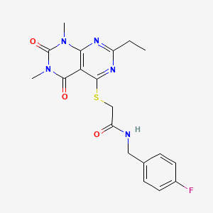 2-((2-ethyl-6,8-dimethyl-5,7-dioxo-5,6,7,8-tetrahydropyrimido[4,5-d]pyrimidin-4-yl)thio)-N-(4-fluorobenzyl)acetamide