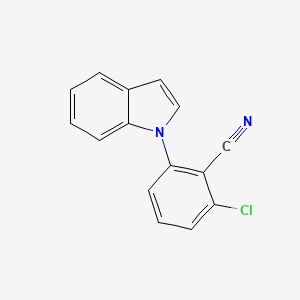 molecular formula C15H9ClN2 B2496071 2-chloro-6-(1H-indol-1-yl)benzenecarbonitrile CAS No. 866042-69-5