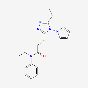 molecular formula C19H23N5OS B2496072 2-{[5-ethyl-4-(1H-pyrrol-1-yl)-4H-1,2,4-triazol-3-yl]sulfanyl}-N-phenyl-N-(propan-2-yl)acetamide CAS No. 896301-42-1
