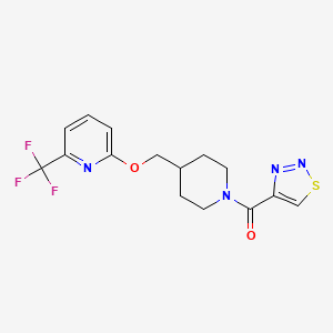 molecular formula C15H15F3N4O2S B2496074 Thiadiazol-4-yl-[4-[[6-(trifluoromethyl)pyridin-2-yl]oxymethyl]piperidin-1-yl]methanone CAS No. 2379947-44-9