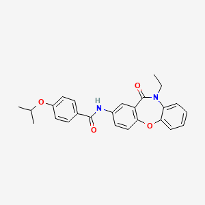 molecular formula C25H24N2O4 B2496091 N-(10-ethyl-11-oxo-10,11-dihydrodibenzo[b,f][1,4]oxazepin-2-yl)-4-isopropoxybenzamide CAS No. 922107-80-0