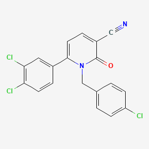 molecular formula C19H11Cl3N2O B2496094 1-(4-Chlorobenzyl)-6-(3,4-dichlorophenyl)-2-oxo-1,2-dihydro-3-pyridinecarbonitrile CAS No. 252059-24-8
