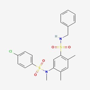 molecular formula C22H23ClN2O4S2 B2496095 N-benzyl-5-(4-chloro-N-methylphenylsulfonamido)-2,4-dimethylbenzenesulfonamide CAS No. 941951-30-0