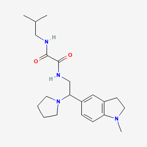 molecular formula C21H32N4O2 B2496097 N1-isobutyl-N2-(2-(1-methylindolin-5-yl)-2-(pyrrolidin-1-yl)ethyl)oxalamide CAS No. 922067-17-2