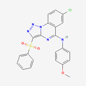 molecular formula C22H16ClN5O3S B2496103 7-chloro-N-(4-methoxyphenyl)-3-(phenylsulfonyl)[1,2,3]triazolo[1,5-a]quinazolin-5-amine CAS No. 904578-24-1