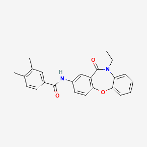 molecular formula C24H22N2O3 B2496117 N-(10-乙基-11-氧代-10,11-二氢二苯并[b,f][1,4]噁唑-2-基)-3,4-二甲基苯甲酰胺 CAS No. 922108-16-5