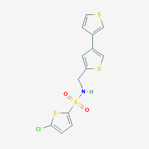 molecular formula C13H10ClNO2S4 B2496119 N-({[3,3'-bithiophene]-5-yl}methyl)-5-chlorothiophene-2-sulfonamide CAS No. 2379976-71-1