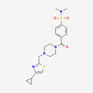 molecular formula C20H26N4O3S2 B2496120 4-(4-((4-cyclopropylthiazol-2-yl)methyl)piperazine-1-carbonyl)-N,N-dimethylbenzenesulfonamide CAS No. 1105233-46-2