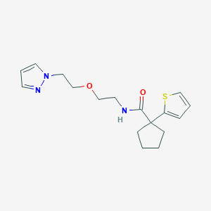 molecular formula C17H23N3O2S B2496121 N-(2-(2-(1H-pyrazol-1-yl)ethoxy)ethyl)-1-(thiophen-2-yl)cyclopentanecarboxamide CAS No. 2034231-67-7
