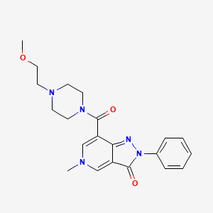 molecular formula C21H25N5O3 B2496124 7-(4-(2-methoxyethyl)piperazine-1-carbonyl)-5-methyl-2-phenyl-2H-pyrazolo[4,3-c]pyridin-3(5H)-one CAS No. 1040648-02-9