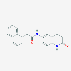 molecular formula C21H18N2O2 B2496125 2-(naphthalen-1-yl)-N-(2-oxo-1,2,3,4-tetrahydroquinolin-6-yl)acetamide CAS No. 922131-39-3