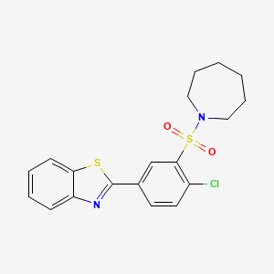 molecular formula C19H19ClN2O2S2 B2496128 2-(3-(Azepan-1-ylsulfonyl)-4-chlorophenyl)benzo[d]thiazole CAS No. 897831-14-0