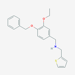 molecular formula C21H23NO2S B249613 1-[4-(benzyloxy)-3-ethoxyphenyl]-N-(thiophen-2-ylmethyl)methanamine 