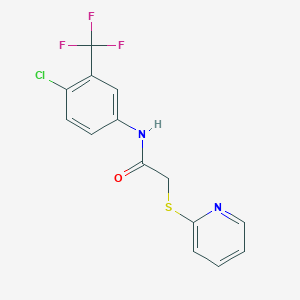 molecular formula C14H10ClF3N2OS B2496139 N-[4-chloro-3-(trifluoromethyl)phenyl]-2-(2-pyridylthio)acetamide CAS No. 329078-60-6