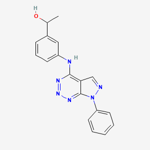 molecular formula C18H16N6O B2496142 1-(3-((7-phenyl-7H-pyrazolo[3,4-d][1,2,3]triazin-4-yl)amino)phenyl)ethanol CAS No. 1251544-03-2