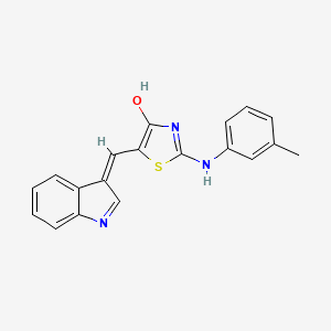 molecular formula C19H15N3OS B2496144 (2Z,5Z)-5-((1H-indol-3-yl)methylene)-2-(m-tolylimino)thiazolidin-4-one CAS No. 641997-57-1