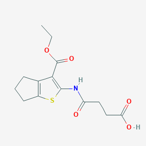 molecular formula C14H17NO5S B2496155 4-[(3-ethoxycarbonyl-5,6-dihydro-4H-cyclopenta[b]thiophen-2-yl)amino]-4-oxobutanoic acid CAS No. 314282-21-8