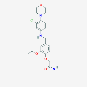 molecular formula C25H34ClN3O4 B249616 N-(tert-butyl)-2-(4-{[3-chloro-4-(4-morpholinyl)anilino]methyl}-2-ethoxyphenoxy)acetamide 