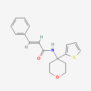 molecular formula C18H19NO2S B2496173 N-(4-(thiophen-2-yl)tetrahydro-2H-pyran-4-yl)cinnamamide CAS No. 2035017-89-9