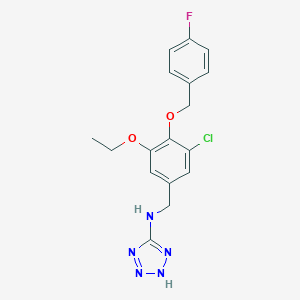 molecular formula C17H17ClFN5O2 B249620 N-{3-chloro-5-ethoxy-4-[(4-fluorobenzyl)oxy]benzyl}-1H-tetrazol-5-amine 
