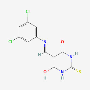 molecular formula C11H7Cl2N3O2S B2496200 5-(((3,5-dichlorophenyl)amino)methylene)-2-thioxodihydropyrimidine-4,6(1H,5H)-dione CAS No. 712307-90-9