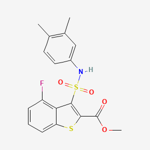 molecular formula C18H16FNO4S2 B2496201 Methyl 3-[(3,4-dimethylphenyl)sulfamoyl]-4-fluoro-1-benzothiophene-2-carboxylate CAS No. 932354-35-3