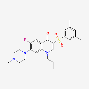 molecular formula C25H30FN3O3S B2496202 3-(3,5-二甲基苯磺酰)-6-氟-7-(4-甲基哌嗪-1-基)-1-丙基-1,4-二氢喹啉-4-酮 CAS No. 931739-77-4